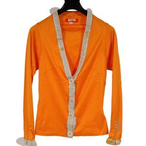 Voyage Invest In The Original Cropped Cardigan Size Large Orange Cotton Jacket